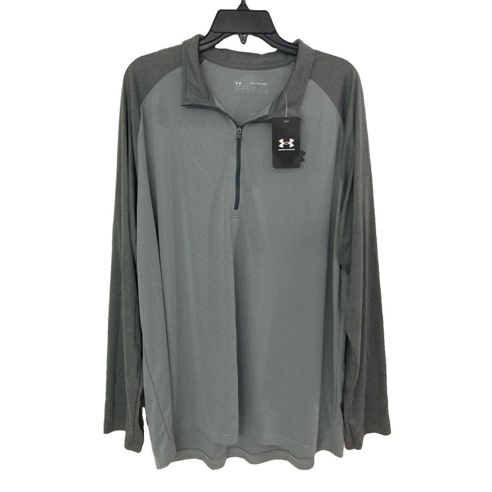 Men's Under Armour Velocity 2.0 1/2 Zip Pullover Long Sleeve Gray Size 2XL NWT